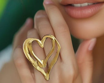Cartier Minimalist Anti Tarnish Heart Ring • Gift for Her