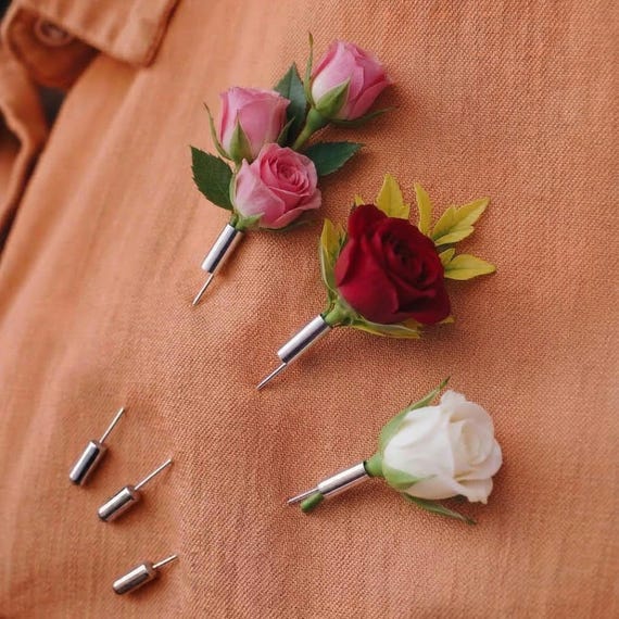 925 Sterling Silver Flower Tube Lapel Pin • Miniature Vase Brooch • Minimalist Suit Boutonniere • Wedding Accessory