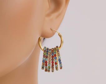 Cartier Minimalist Anti Tarnish Earrings • Multilayer Crystal Hoops • Valentines Gift for Her