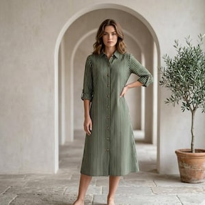 knee length dresses for ladies Named Clothing Asteri Button Down Dress And Vest Sewing Pattern PDF –  Guthrie & Ghani main image 0