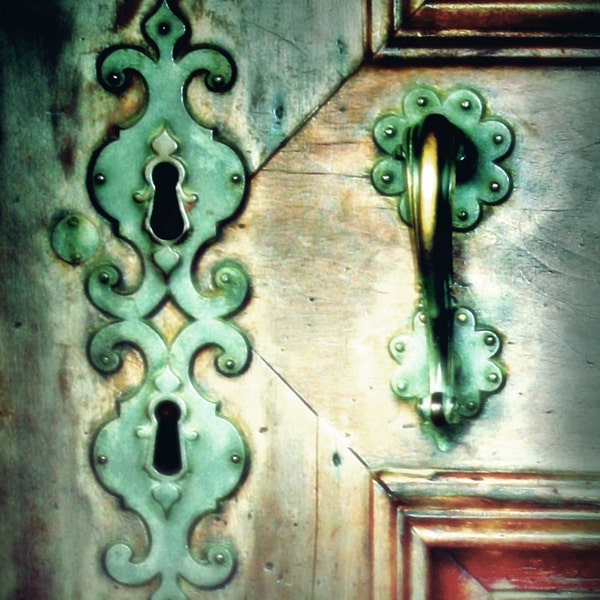 Door Art-Turquoise Door-Europe Print-Fine Art Photograph-Teal-Ornate-Rustic-Aged-Mint Green Door-Key Hole-Mint Green-Shabby Chic-Travel-Dorm