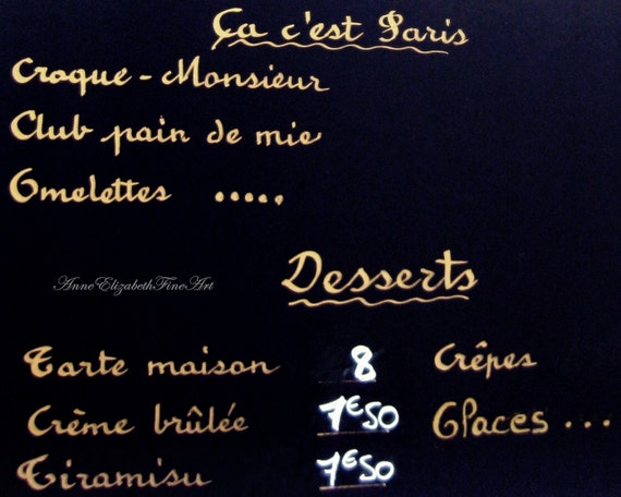 Paris Photography Menu Kitchen Art Dorm Decor Food Etsy