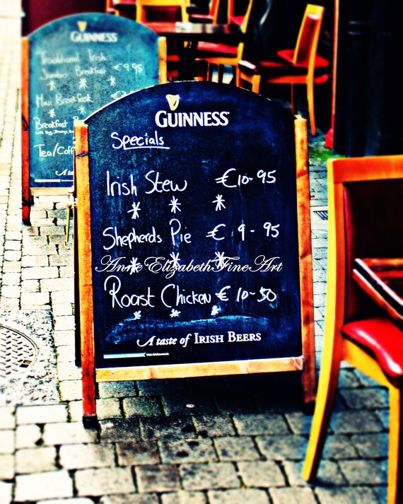 Ireland Photograpy Menu Chalkboard Kitchen Photography Etsy