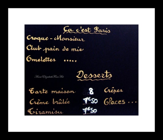 Paris Photography Menu Kitchen Art Dorm Decor Food Etsy