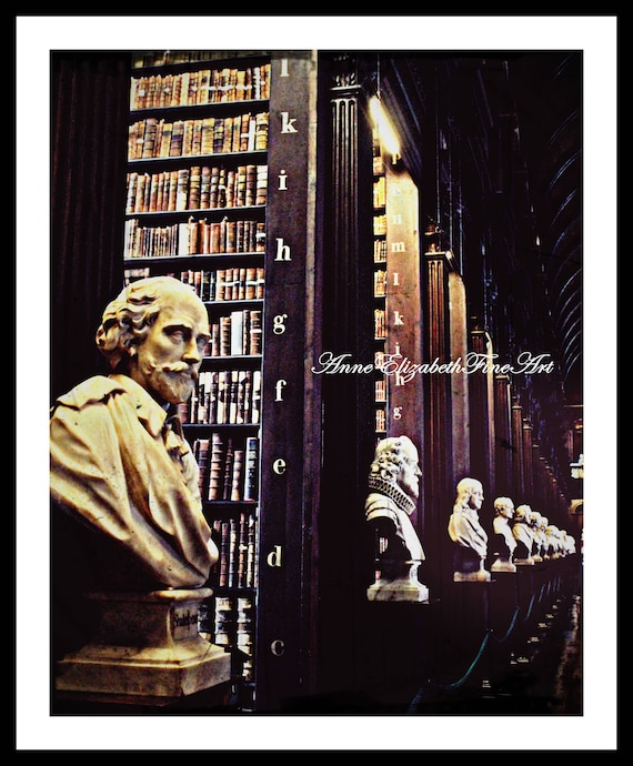 Ireland Photography Trinity College Dublin Bookworm Dorm Decor Books Bookcase Antique Books Old Leather Bound Books Rustic Irish