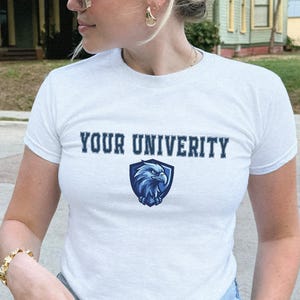 Custom College Logo Baby Tee, Bed Party Gift, Tailgate Game Day Shirt Commitment Day, College Merch Apparel, Personalized Trendy Y2K