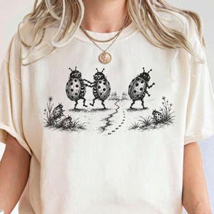 Comfort Colors Funny Dancing Ladybugs Shirt, Bug Shirt, Cottagecore Insect Tee, Nature Summer Shirt, Gift for Her