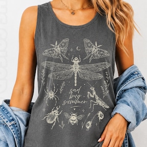 Comfort Colors® Retro Sad Bug Summer Tank Top, Bug Shirt, Cottagecore Insect Tank, Nature Summer Shirt, Gift for Her