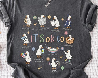 Comfort Colors, It’s Ok To Be Different Autism Goose Shirt, Autism Acceptance  Shirt, Special Education Teacher Tee, Neurodiversity Shirt