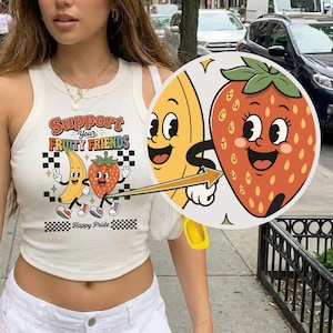 Fruity Friends Anti Trump Crop Tank, Lgbt Pride Baby Tee, Gay Rights, PRIDE Rainbow, Pride Parade shirt, Support lesbian, Happy Pride Month