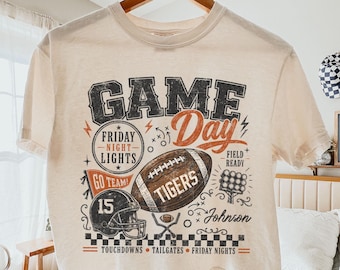 Custom Football Game Day Boxy Tee, Personalized Team Initial Shirt, Comfort Colors Cropped Tee, Custom Mascot Tee, School Spirit Shirt