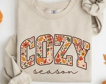 Floral Cozy Season Sweatshirt, Retro Fall Shirt, Womens Fall Tee, Cute Fall Gifts, Fall Season, Autumn Fall Shirt, Autumn Long Sleeve