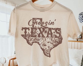 Boxy Cropped Comfort Colors Choosin Texas Shirt, Country State Pride Tee, Western Texas TShirt, Pride Wear Outfit, Texas Lover Gift