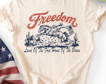Comfort Colors Patriotic Cowboy Tshirt, Western 4th Of July T-Shirt, America 250 Apparel, 1776 To 2026 T Shirts, American Rodeo Tee