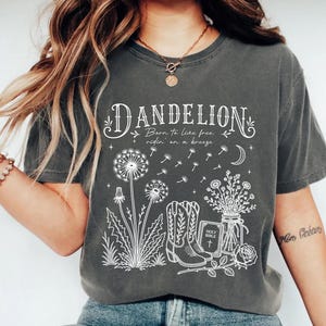 Comfort Colors® Dandelion  Shirt, Vintage Wildflower Tee, Cowgirl Boots Shirt, Vintage Aesthetic Gift