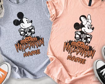 Disney Halloween Custom Family Matching Shirt, Halloween Skeleton Shirt, Disneyland Shirt, Mickey and Minnie Shirt, Spooky Season Shirt