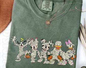Comfort Colors® Mickey Minnie Mummy T-Shirt,  Disney Halloween Shirt, Disney Family Mummy Shirt, Spooky Season Shirt, Disneyland Ghost Shirt