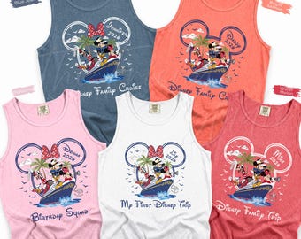 Comfort Colors® Disney Cruise Family Matching Tank Top, Mickey and Friends Cruise Tee, Disney Cruise Trip Shirt Unisex Tanks