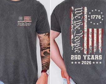 Comfort Colors® Retro 250th America Anniversary Shirt, USA 250 Years Shirt, We The People Shirt, USA Flag Shirt Retro Patriotic American Tee