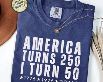 Vintage 50th Birthday Shirt 1976, America Turns 250 Tee, 50th Birthday Gift Idea, Patriotic Birthday Shirt 2026, 1976 Birthday T-Shirt