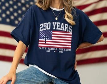 Usa 250 Shirt, Cross Shirt, Christian patriot shirt,  250th Anniversary Shirt, Usa Flag Tee, 4th of July, Faith Tee