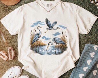 Comfort Colors Vintage Shirt, Birds Lover Tshirt, Oversize Camping Tee