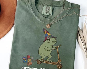 Mama Frog Comfort Colors Shirt Off to Commit Mom Foolery TShirt Funny Frog Scooter Gift For Mom Funny Mama Shirt Pregnancy Announcement Tee