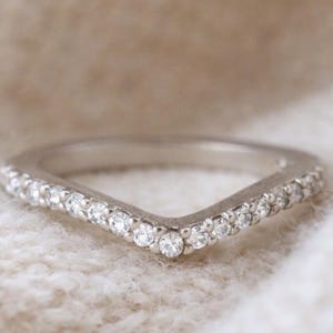 Chevron Pave CZ Ring | V-Shaped Stackable Ring | Layered Wedding Band | 925 Sterling Silver Jewelry
