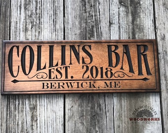 Personalized Wood Wall Art Create Your Own Rustic Bar Sign Inspired by Old Whiskey Barrels Home Kitchen Decor