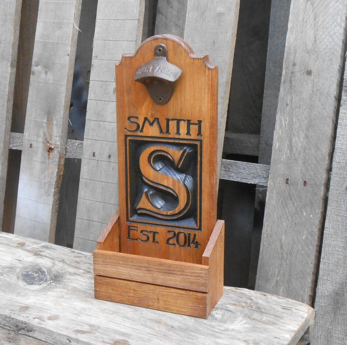 Beer bottle opener cap catcher Personalized Wedding Gift Etsy