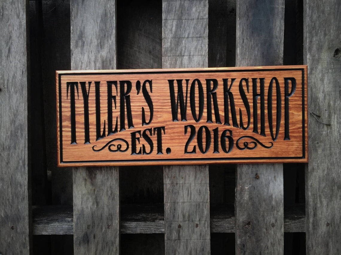 sign Wood shop garage sign Rustic vintage style Etsy