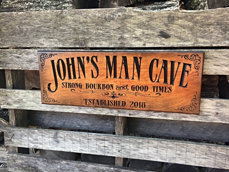 Rustic Bar sign Farmhouse Sign Personalized sign Man Etsy