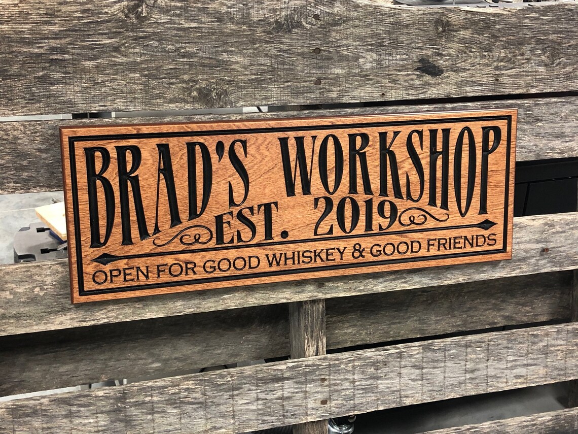 sign Wood shop garage sign Rustic vintage style Etsy