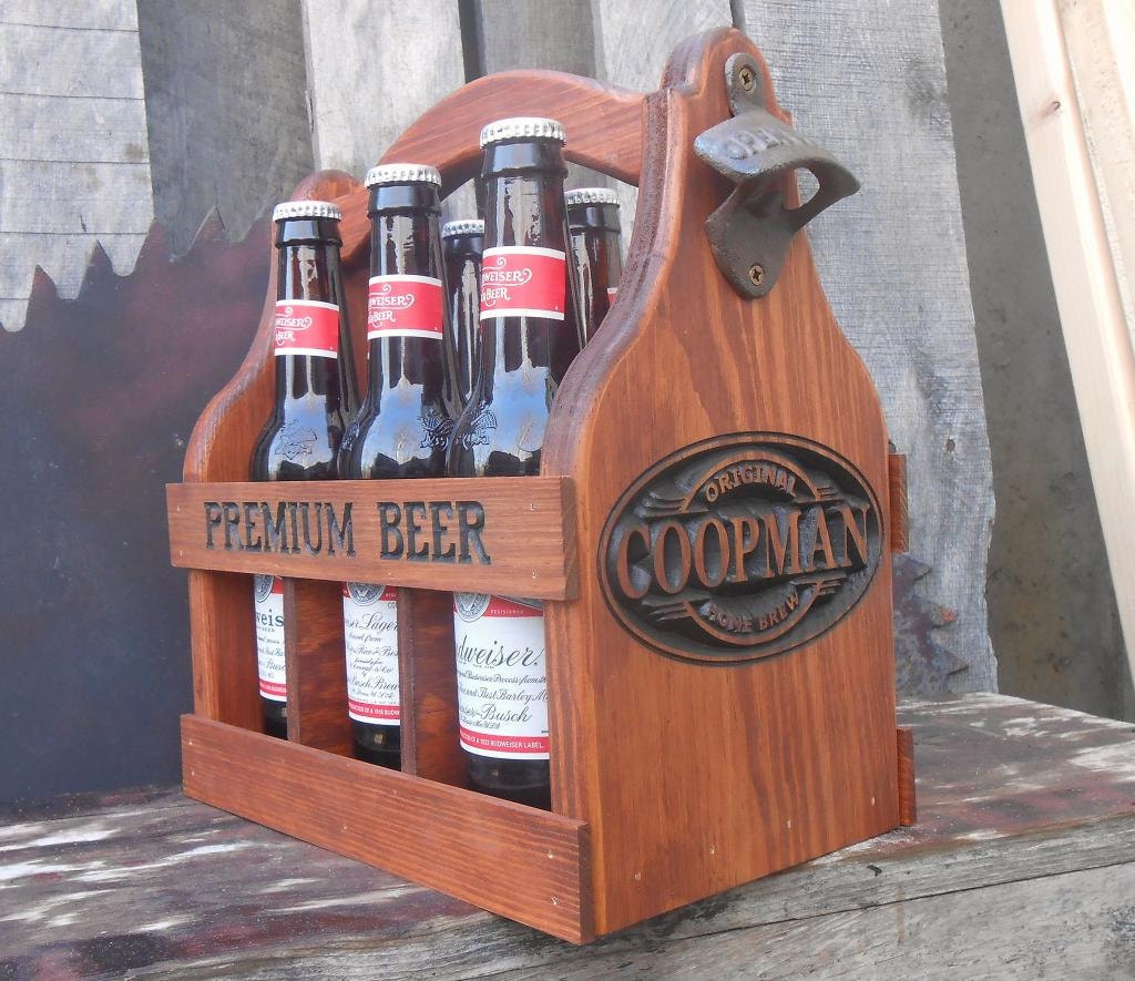 Groomsmen gift idea Man Cave Gift Custom wood Beer Caddy Etsy