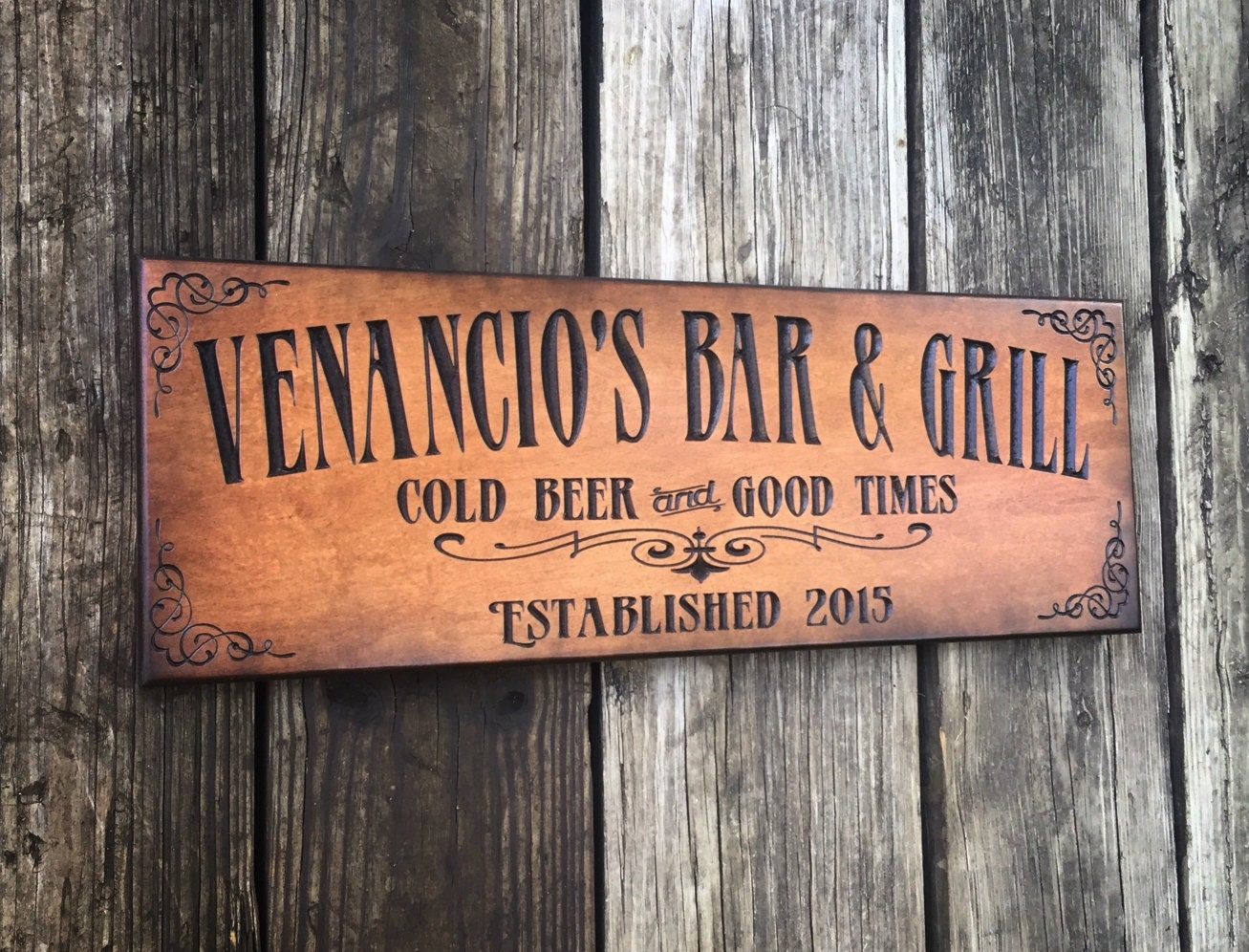 Rustic Bar sign Farmhouse Sign Personalized sign Man Etsy