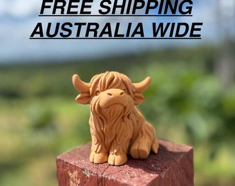 3D-Printed Highland Cow Figurine: Chunky Companion for Cow Lovers