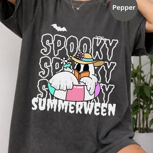 Spooky Summerween Shirt, Ghost Reading Book Lover Tee, Beach Read Halloween Shirt, Bookish Spooky Crewneck Reading Ghost T-Shirt Fall