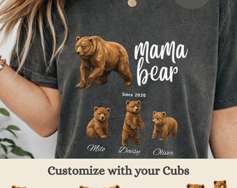 Comfort Colors® Mama Bear Shirt Personalized Mothers Day Gift Custom Mom top New Mom Gift Baby Shower Gift Mum shirt with names Mama Est