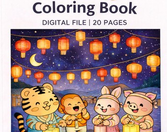 Korean Tiger Coloring Digital 20 pages Fun Illustrations with Little Friends kpop kdrama fan