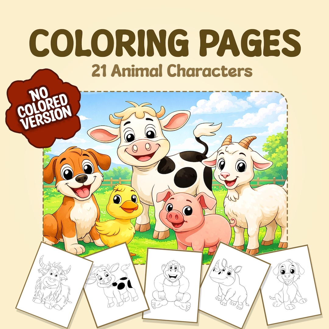 Cute Animal Coloring Pages for Kids Printable | Easy Coloring Book PDF ...