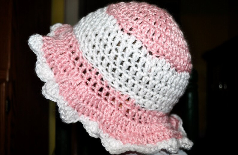 Crochet Pattern PDF Sunhat Simply Ruffled Sunhat Newborn to Adult Sizes image 2