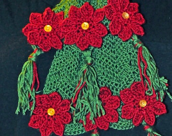 Crochet Pattern PDF - Scarf - Poinsettia Flower - Christmas Holiday Chevron Accessory