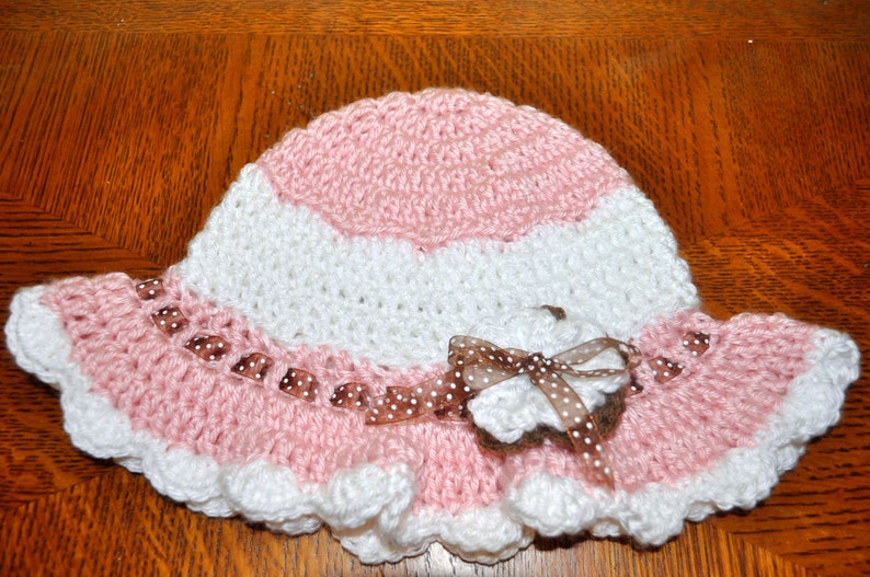 Crochet Pattern PDF Sunhat Simply Ruffled Sunhat Newborn to Adult Sizes image 1