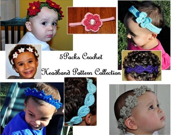 Crochet Pattern PDFs - 5Packs Crochet Headband Pattern Collection - All Headband Patterns in Shop