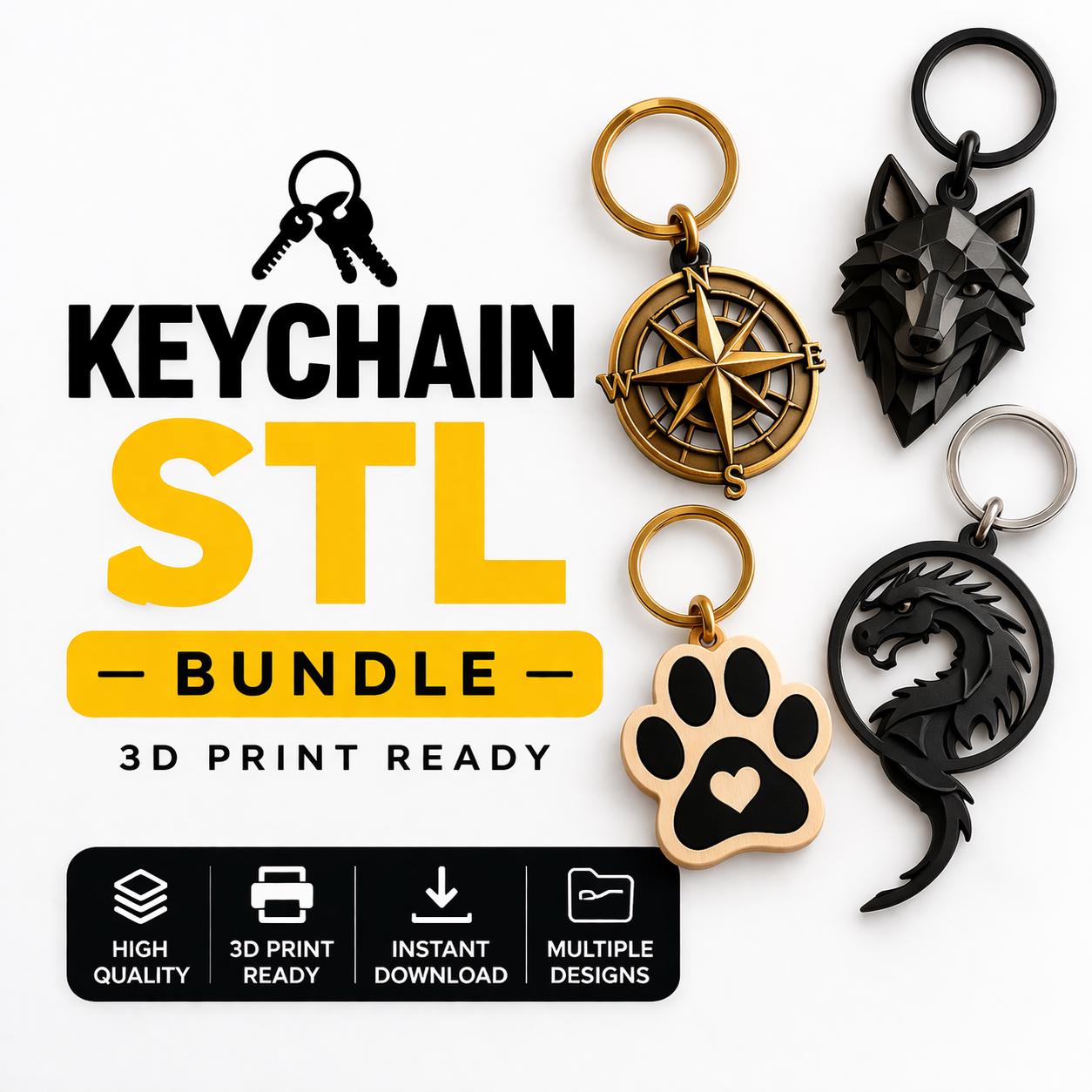 Key Chain File 1500+ Keychain STL Bundle | 3D Print Keychain Files | Commercial Use ...