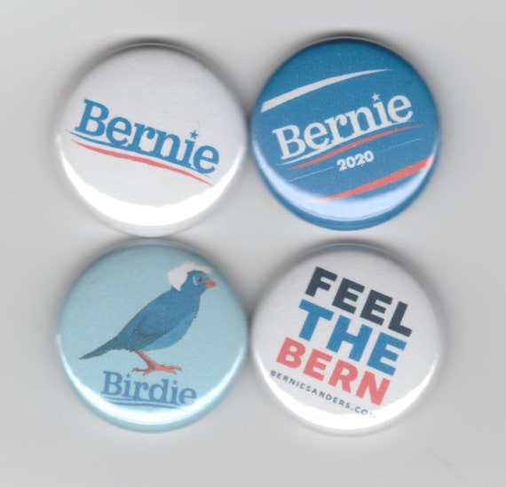 BERNIE 2020 button Sanders For President campaign logo 1-1/2" pin pinback