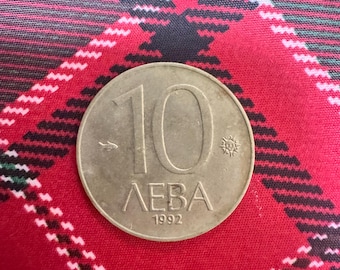 1992 Bulgarien 10 Leva Münze, seltenes Sammlerstück Vintage Sammlermünze