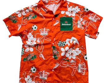 Heineken Dutch Novelty Print Hawaiian Aloha Hemd Herren Größe L/XL Formel 1 F1