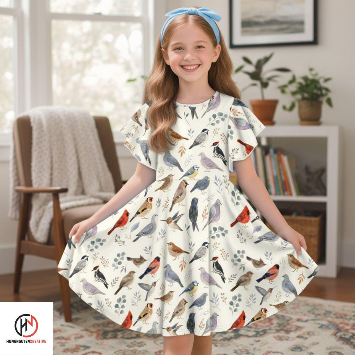 Bird Print Dress - Etsy