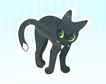Adesivo de gato preto inspirado em Gatos Guerreiros da Ravenpaw (64 mm x 54 mm)